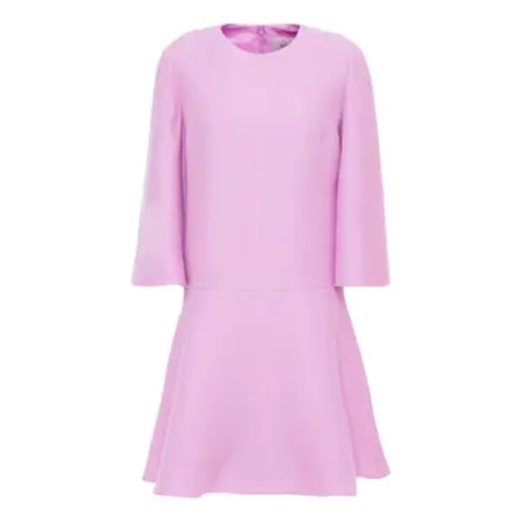 600 E Valentino NWT Wool and Silk Blend Mini Dress Flute Hem Bell Sleeves Lavend - Picture 9 of 9